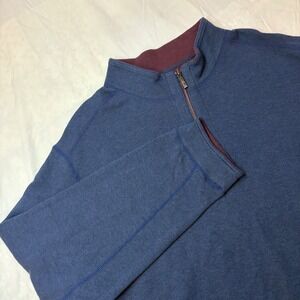 Tommy Bahama Mens Blue Heathered Quarter Zip Pullover Sweater Size 3XL